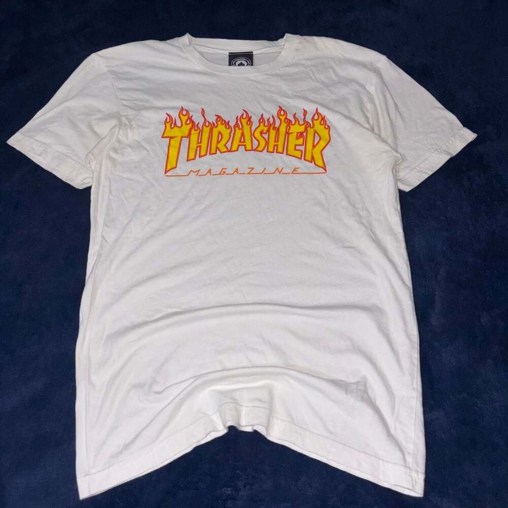 Thrasher Magazine Flame Logo T-Shirt White Small